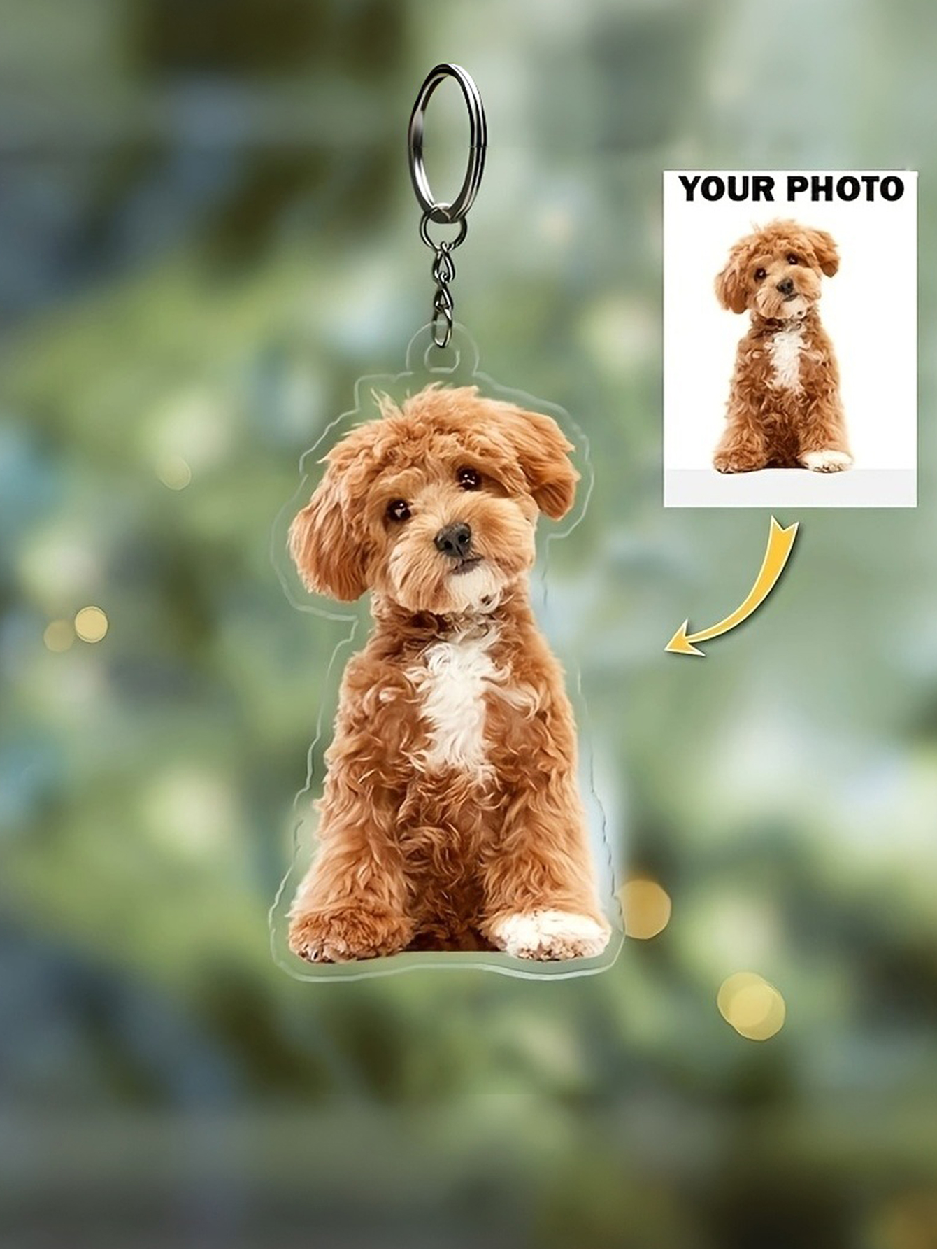 2D Flat, 1 Custom Photo Keychain - Personalized Pet, Birthday, or Holiday Gift
